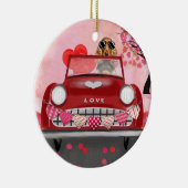 Cocker Spanierwagen mit Herz Valentins Keramik Ornament (Rechts)
