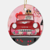 Cocker Spanierwagen mit Herz Valentins Keramik Ornament (Links)