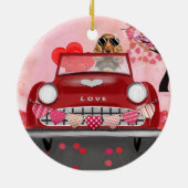 Cocker Spanierwagen mit Herz Valentins Keramik Ornament (Hinten)