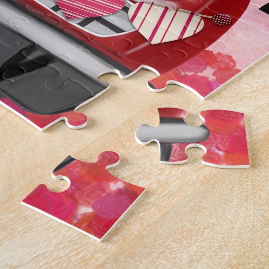 Cocker Spanierwagen mit Herz Valentins Puzzle (Seite)