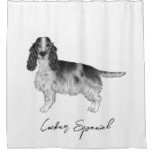Cocker Spanisch in Schwarz, Weiß und Zoll Duschvorhang (Vorderseite)