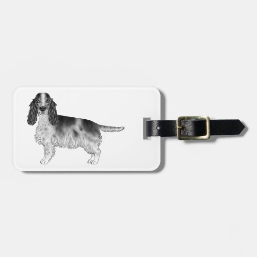 Cocker Spanisch in Schwarz, Weiß und Zoll Gepäckanhänger (Vorderseite horizontal)