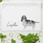 Cocker Spanisch in Schwarz, Weiß und Zoll Geschirrtuch (Gefaltet)