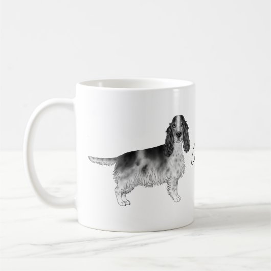 Cocker Spanisch in Schwarz, Weiß und Zoll Kaffeetasse (Links)