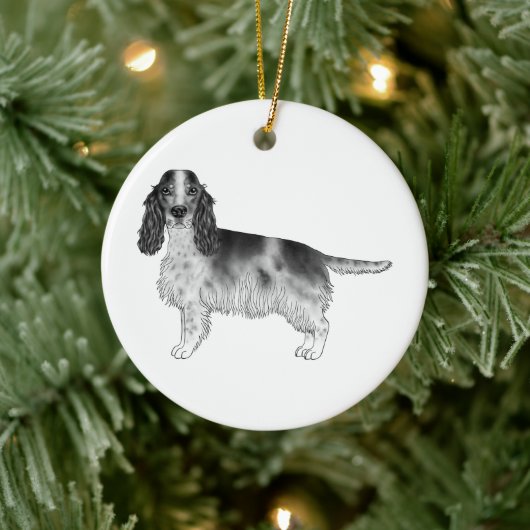 Cocker Spanisch in Schwarz, Weiß und Zoll Keramik Ornament (Baum)