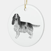 Cocker Spanisch in Schwarz, Weiß und Zoll Keramik Ornament (Links)