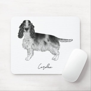 Cocker Spanisch in Schwarz, Weiß und Zoll Mousepad