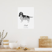 Cocker Spanisch in Schwarz, Weiß und Zoll Poster (Küche)