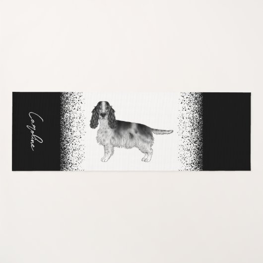 Cocker Spanisch in Schwarz, Weiß und Zoll Yogamatte (Vorderseite (Horizontal))