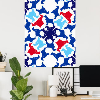 Cocker Spanisch Poster blau und rot