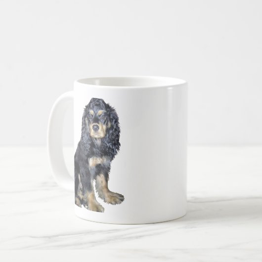 Cocker Spanisch (schwarz und tan) Kaffeetasse (Vorderseite Links)