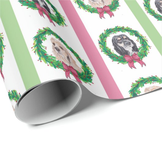 Cocker Spanisch Weihnachtswrapping Paper Geschenkpapier (Rolleneckpunkt)