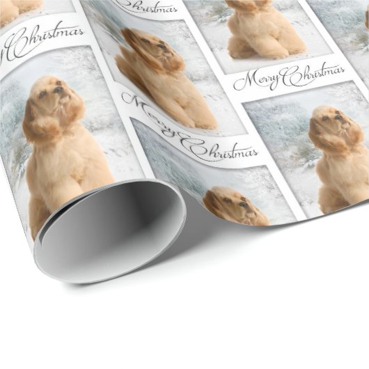 Cocker Spanisch Weihnachtswrapping Paper Geschenkpapier (Rolleneckpunkt)