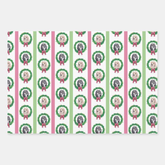 Cocker Spanisch Weihnachtswrapping Paper Geschenkpapier Set (Vorderseite)