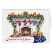 Cocker Spanisch Welppy Feuerplatz warten auf Santa (Vorderseite (Horizontal))