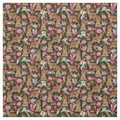 Cocker Spanische Hunde Vintagen Blumen schwarz Stoff (Muster)