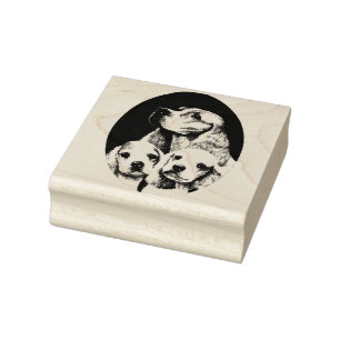 Cocker Spanische Mama Hunde und Welpen Tiere Kunst Gummistempel