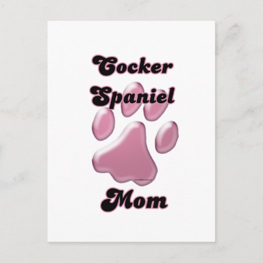 Cocker Spanische Mama Pink Pawprint Postkarte (Vorderseite)