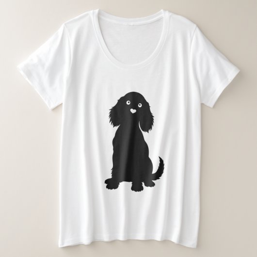 Cocker Spanische Silhouette mit Herznose Große Größe T-Shirt (Design vorne)