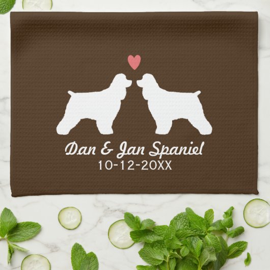 Cocker Spanische Silhouetten mit Herz und Text Handtuch (Gefaltet)