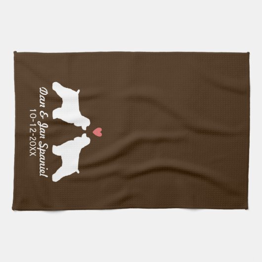 Cocker Spanische Silhouetten mit Herz und Text Handtuch (Horizontal)