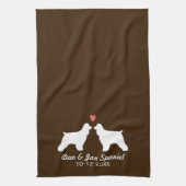 Cocker Spanische Silhouetten mit Herz und Text Handtuch (Vertikal)