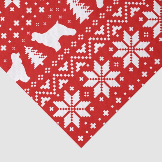 Cocker Spanische Silhouetten Weihnachtsmuster Red Seidenpapier (Detail)