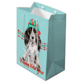 Cocker Spanische Weihnachtsmannmütze Holiday Strin Mittlere Geschenktüte (Rückseite Schrägansicht)