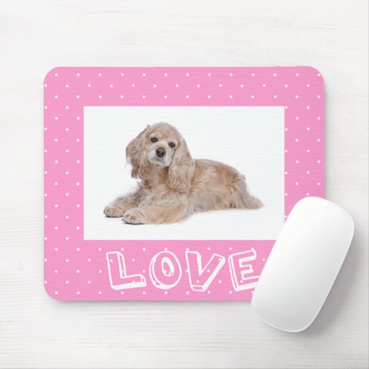 Cocker Spanische Welpe Liebe Pink Polka Dot Mousep Mousepad (Mit Mouse)