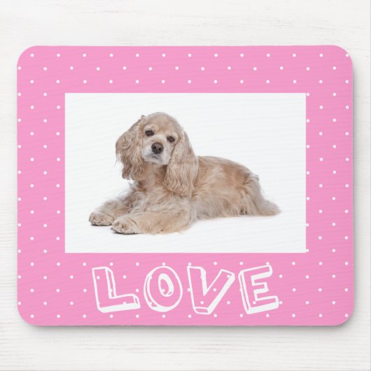 Cocker Spanische Welpe Liebe Pink Polka Dot Mousep Mousepad (Vorne)