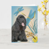Cocker Spanischer Drachenfliegen und Schmetterling Karte (Gelbe Blume)
