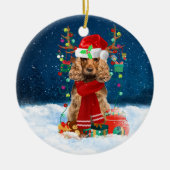 Cocker Spanischer Hund mit Weihnachtsgeschenken Keramik Ornament (Vorne)