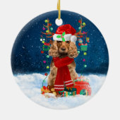 Cocker Spanischer Hund mit Weihnachtsgeschenken Keramik Ornament (Hinten)
