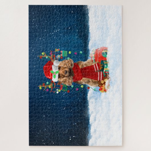 Cocker Spanischer Hund mit Weihnachtsgeschenken Puzzle (Vertikal)