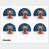 Cocker Spanischer Hund mit Weihnachtsgeschenken Runder Aufkleber (Blatt)