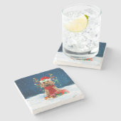 Cocker Spanischer Hund mit Weihnachtsgeschenken Steinuntersetzer (Seitenansicht)