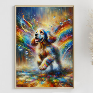 Cocker Spanischer Regenbogen-Spritzer Custom Poster