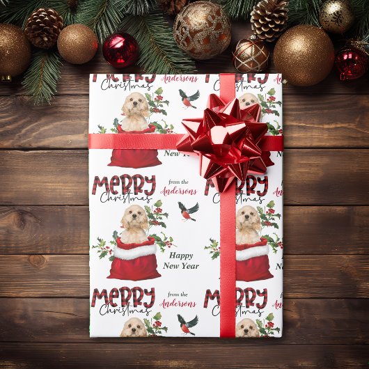 Cocker Spanischer Welpe Hund in Weihnachts-Geschen Geschenkpapier