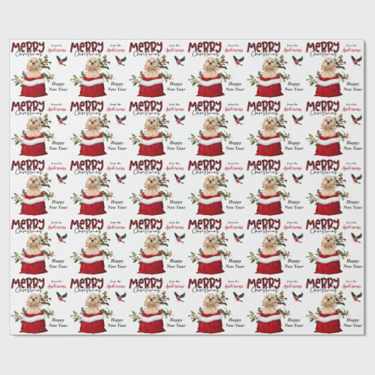 Cocker Spanischer Welpe Hund in Weihnachts-Geschen Geschenkpapier (Flach)