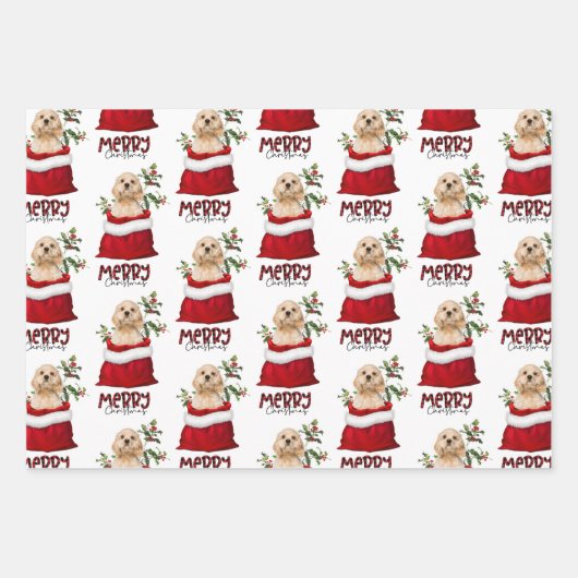Cocker Spanischer Welpenhund in der Holiday Gesche Geschenkpapier Set (Vorderseite)