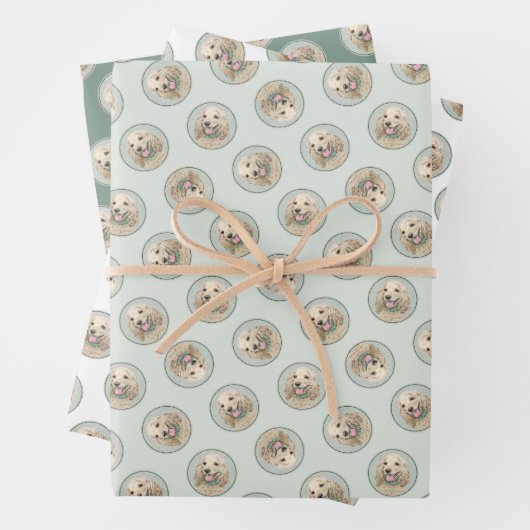 Cocker Spanischmalerei Buff Gold Original Hundekun Geschenkpapier Set (Beispiel)