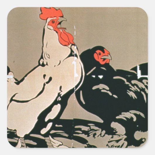 Cockerel and Hen Quadratischer Aufkleber (Vorderseite)