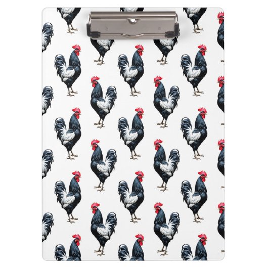 Cockerel Chicken Muster Design Klemmbrett (Vorderseite)