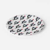Cockerel Chicken Muster Design Pappteller (Schrägansicht)