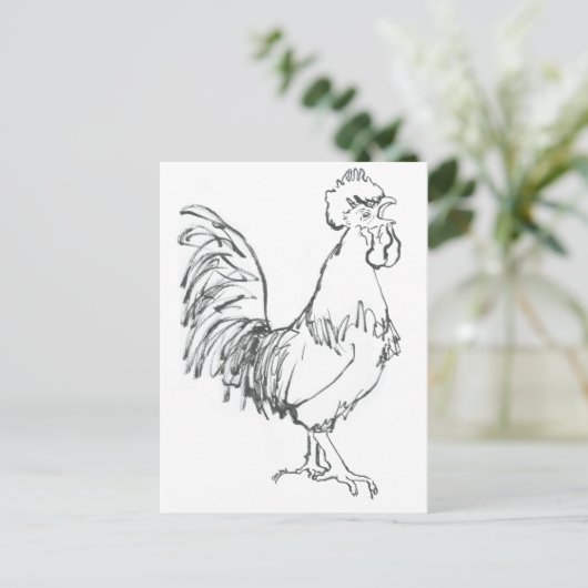 Cockerel Doodle Postkarte (Stehend Vorderseite)