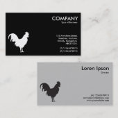 Cockerel-Symbol - Weiß auf Schwarz Visitenkarte (Vorne/Hinten)