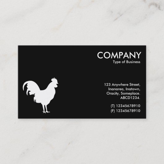 Cockerel-Symbol - Weiß auf Schwarz Visitenkarte (Vorderseite)