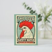 Cockerel vintage matchbox label Sweden Postkarte (Stehend Vorderseite)