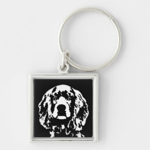 Cockerspaniel-Quadrat-MetallSchlüsselanhänger Schlüsselanhänger