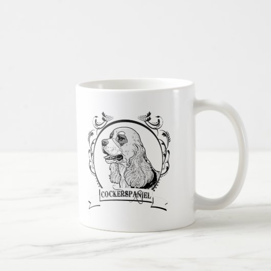 Cockerspaniel T - Shirt Kaffeetasse (Rechts)